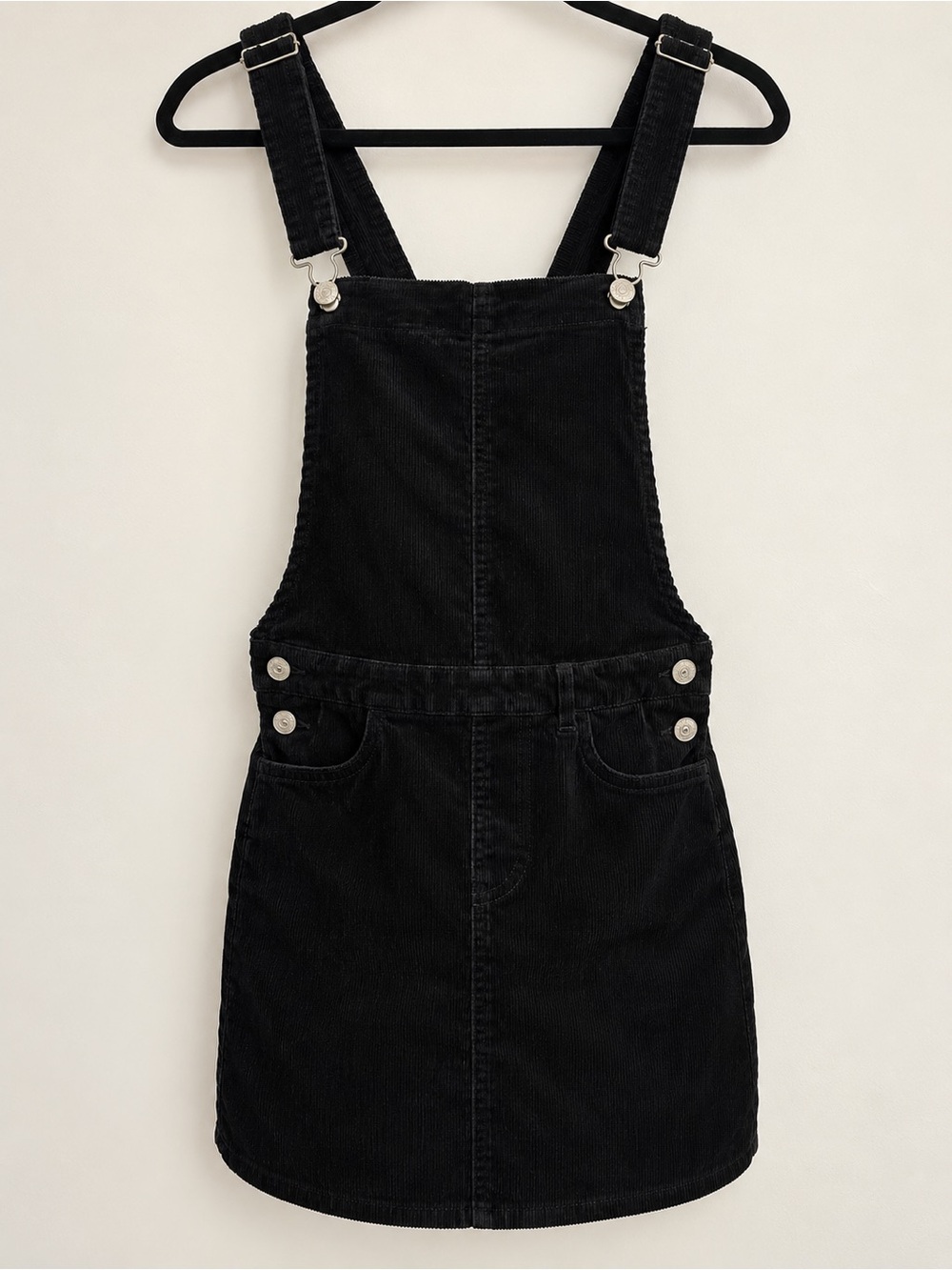 Love Tree Black Corduroy Pinafore Overall Skirt